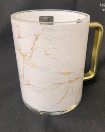 Schönfeld-Acrylic Washing Cup Gold & White Marble - Gold Handles Schönfeld-Acrylic Washing Cup Gold & White Marble - Gold Handles