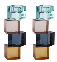 Schönfeld-Set of 4 Colored Crystal Candlesticks and Tealight Schönfeld-Set of 4 Colored Crystal Candlesticks and Tealight