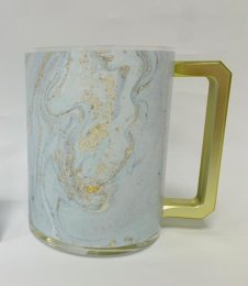 Schönfeld-Acrylic Washing Cup Gold & Blue Marble - Gold Handles Schönfeld-Acrylic Washing Cup Gold & Blue Marble - Gold Handles