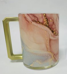 Schönfeld-Acrylic Washing Cup Gold & Auburn Marble- Gold Handles Schönfeld-Acrylic Washing Cup Gold & Auburn Marble- Gold Handles