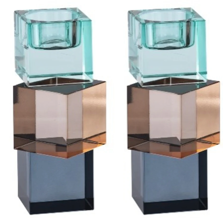 Schönfeld-Set of 3 Colored Crystal Candlesticks and Tealight Schönfeld-Set of 3 Colored Crystal Candlesticks and Tealight